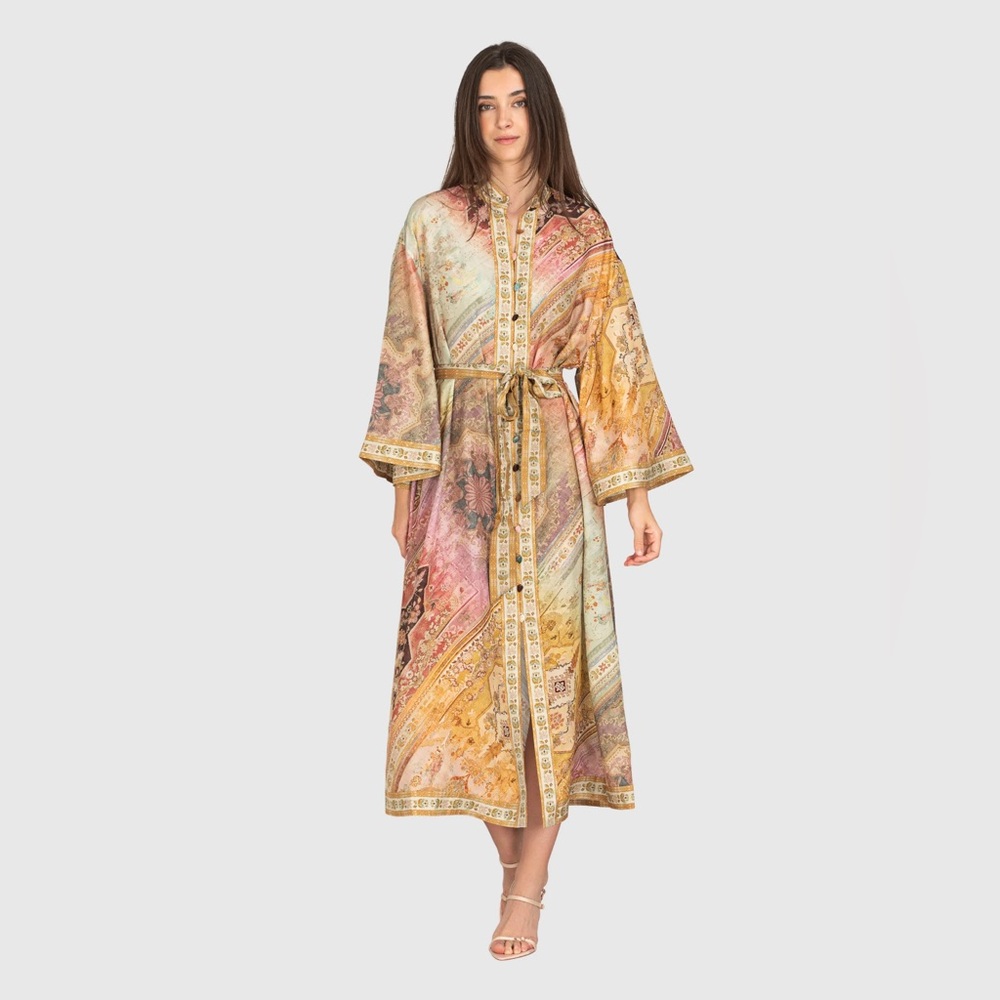Zimmermann Tallow Printed 100% Silk Midi  Dress - Picture 5 of 5